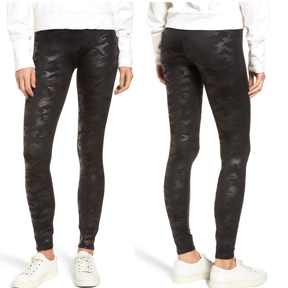 SPANX Faux Leather Camo Leggings